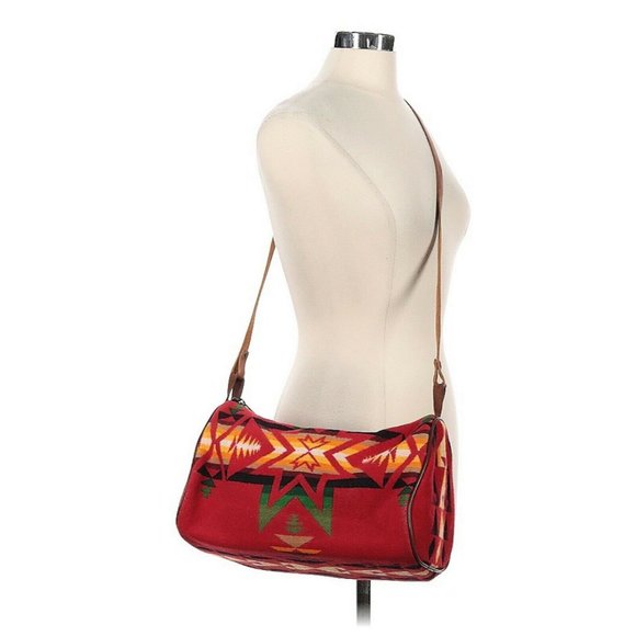 Pendleton Woolen Mills Womens Red Wool Adjustable Strap Travel Shoulder Bag - Picture 1 of 5